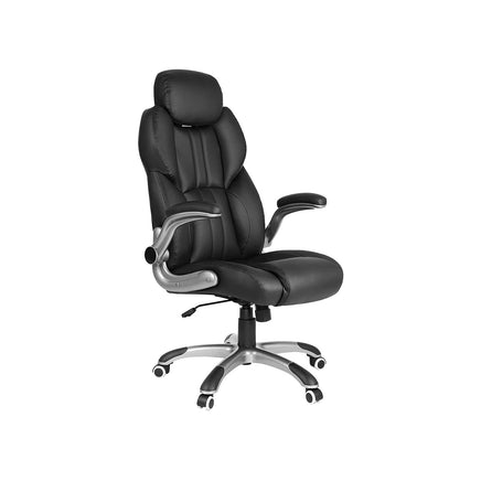 Swivel Office Chair – PU – Black – Adjustable Headrest and Flip-Up Armrests