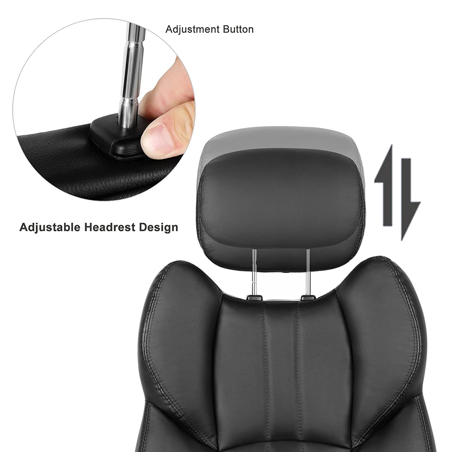 Swivel Office Chair – PU – Black – Adjustable Headrest and Flip-Up Armrests