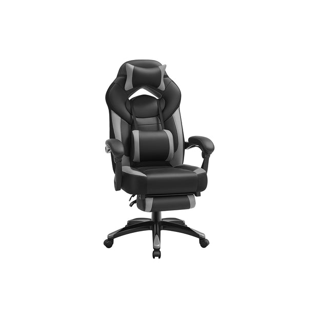 Gaming Chair – Fabric – Black and Red – Ergonomic Design with Adjustable Headrest and Footrest