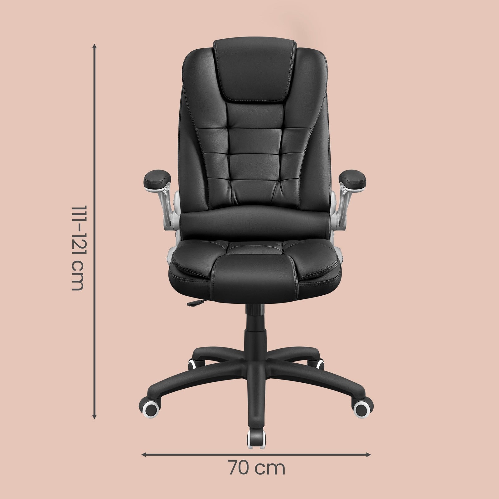 High Back Office Chair – Polyurethane – Black – Flip-Up Armrests