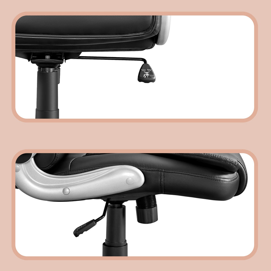 High Back Office Chair – Polyurethane – Black – Flip-Up Armrests