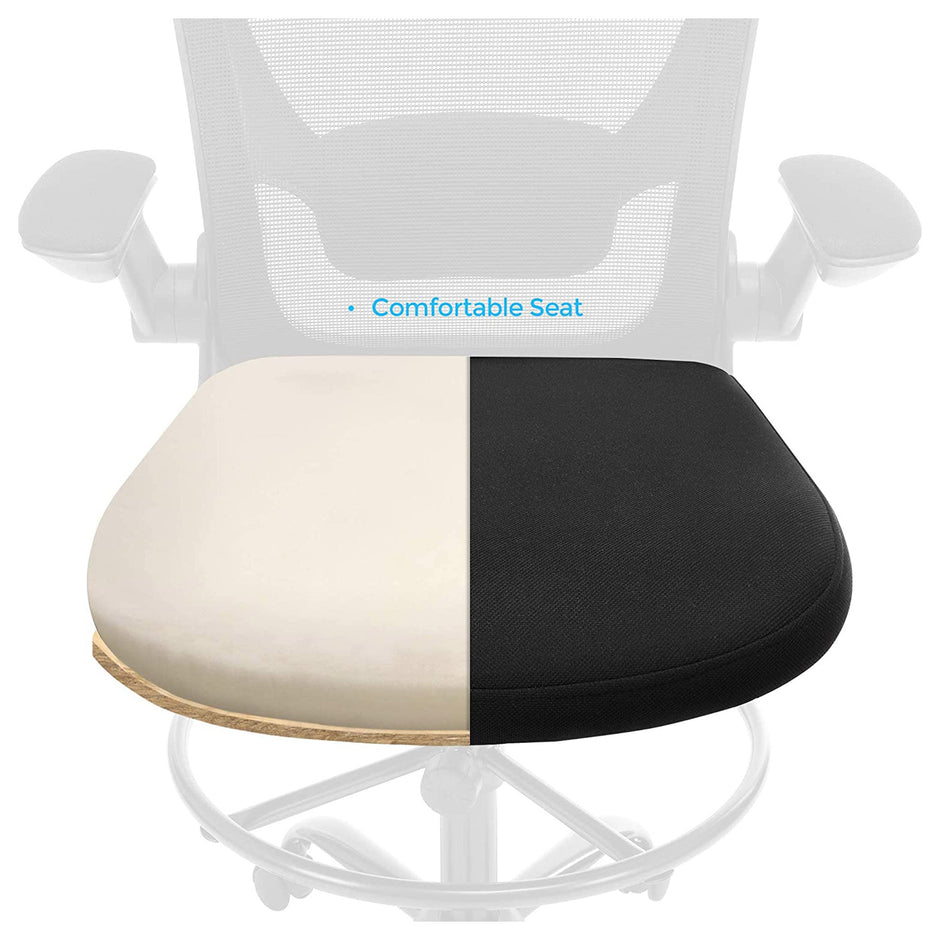 Drafting Chair – Mesh – Black – Ergonomic with Height Adjustable Lumbar Support and Footrest