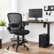 Drafting Chair – Mesh – Black – Ergonomic with Height Adjustable Lumbar Support and Footrest