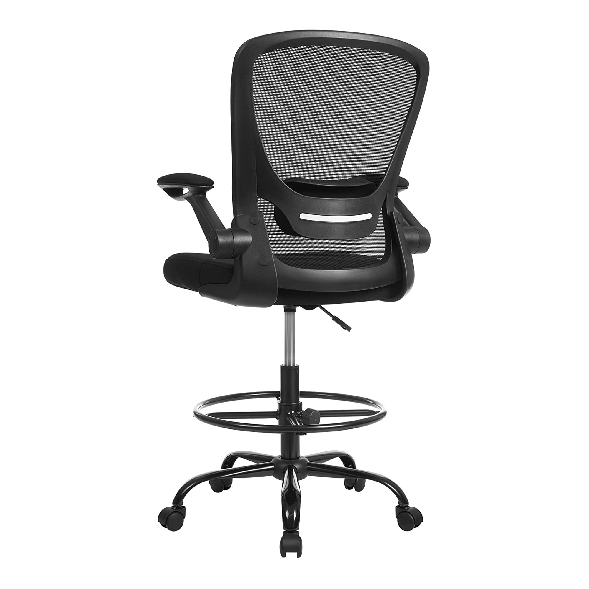 Drafting Chair – Mesh – Black – Ergonomic with Height Adjustable Lumbar Support and Footrest