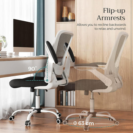 Ergonomic Office Chair – Mesh – Black – Adjustable Lumbar Support, Folding Armrests, 360° Swivel