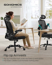 Ergonomic Office Chair – Mesh – Black – Adjustable Lumbar Support, Folding Armrests, 360° Swivel