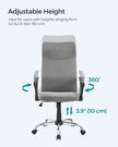 Ergonomic Office Chair – Upholstered – Dove Grey – Adjustable Height with Tilt Function
