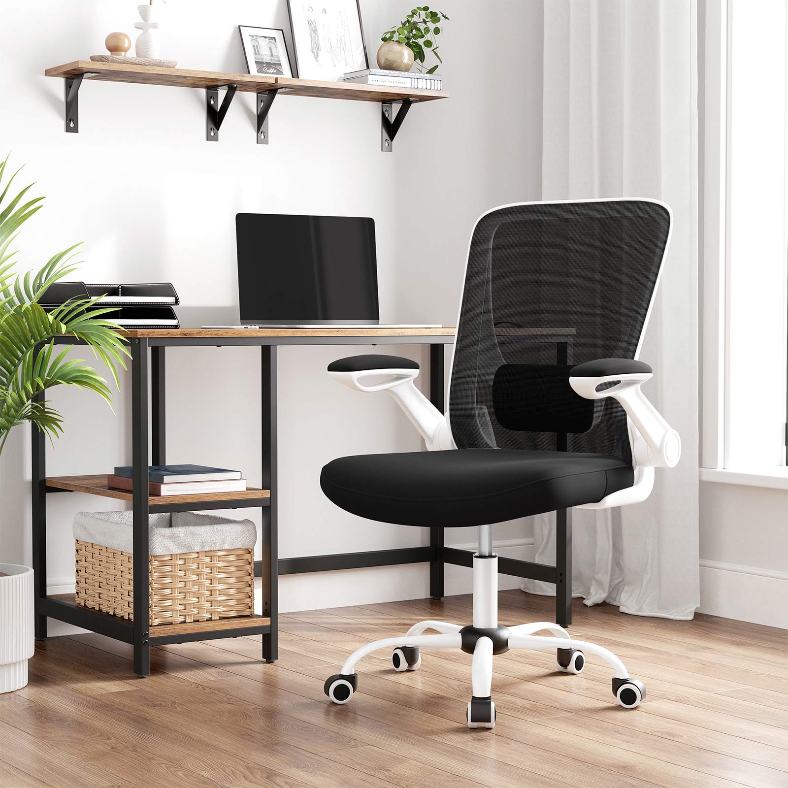 Office chair - Computer chair - With folding armrests - adjustable backrest - Black White
