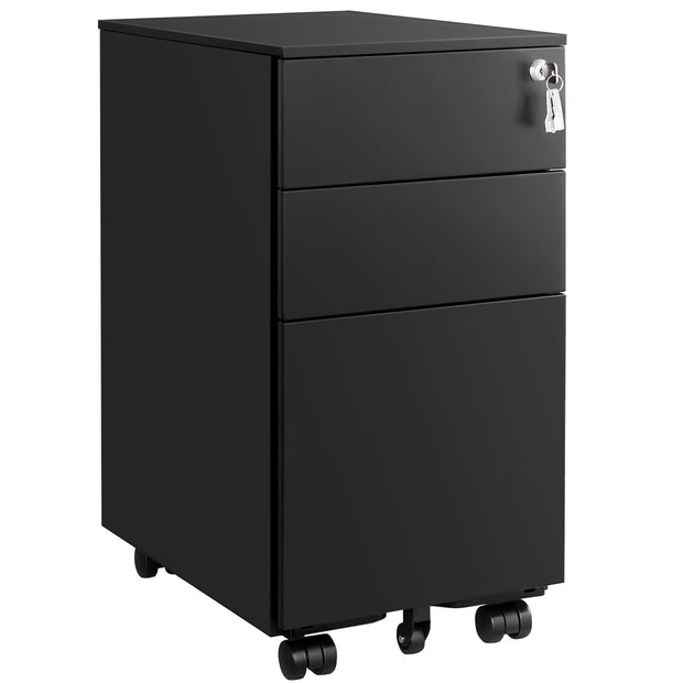 Mobile File Cabinet – Wood – White – Lockable with Wheels
