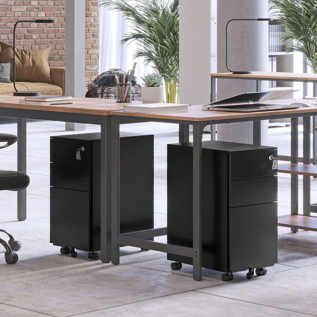 Mobile File Cabinet – Wood – White – Lockable with Wheels