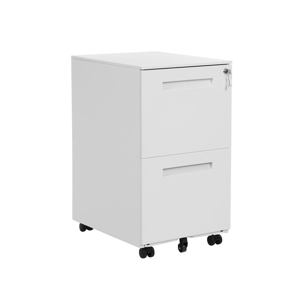 Filing Cart – Metal – White – Mobile with 2 Drawers and Lock