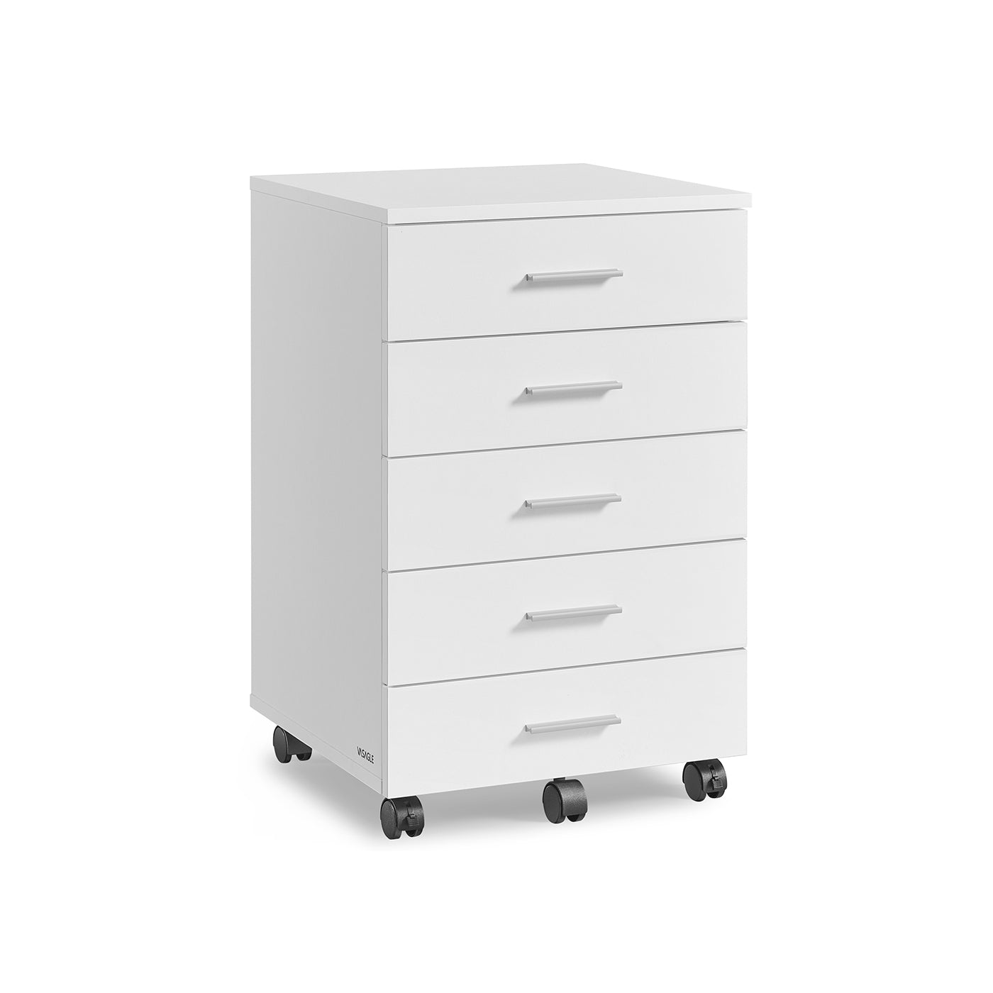 Rolling Filing Cabinet – MDF – Cloud White – 5 Drawers with Wheels