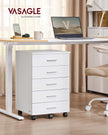Rolling Filing Cabinet – MDF – Cloud White – 5 Drawers with Wheels