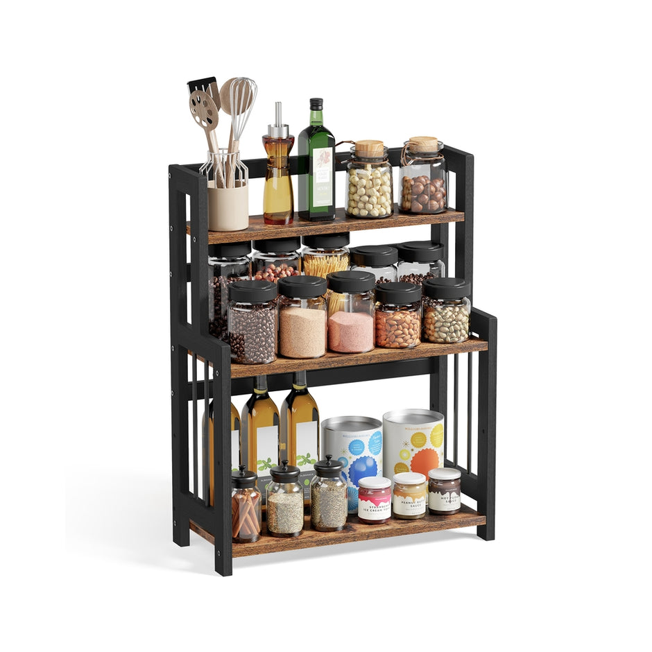 3 Tier Storage Rack – Bamboo – Natural – Multi-Purpose Countertop Organizer for Kitchen, Dining Room, or Office