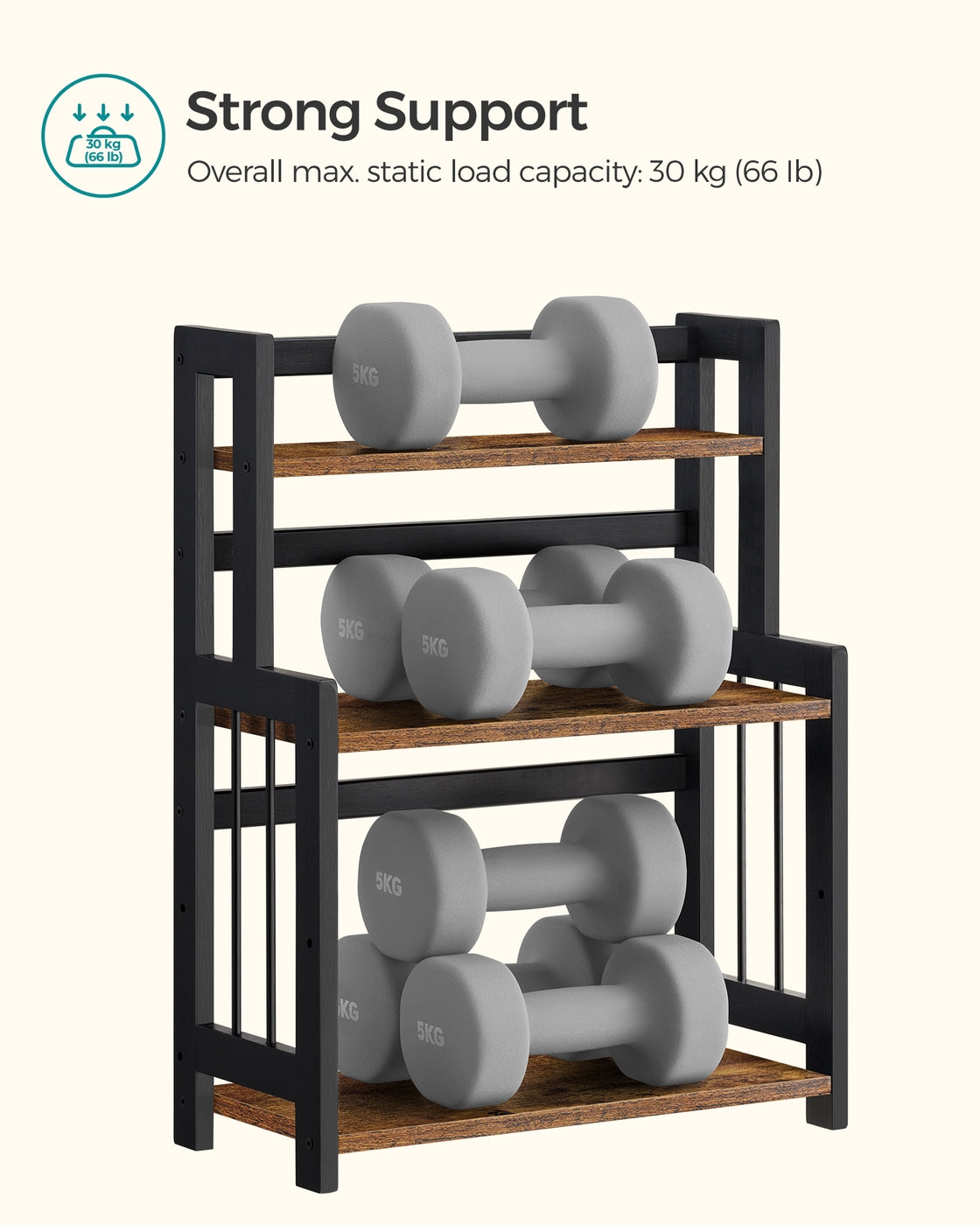 3 Tier Storage Rack – Bamboo – Natural – Multi-Purpose Countertop Organizer for Kitchen, Dining Room, or Office