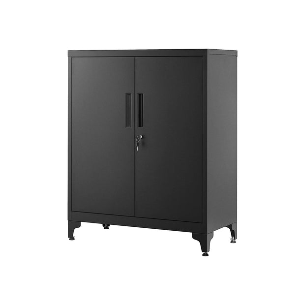 Multipurpose Cabinet – Steel – Black – Lockable with Shelves