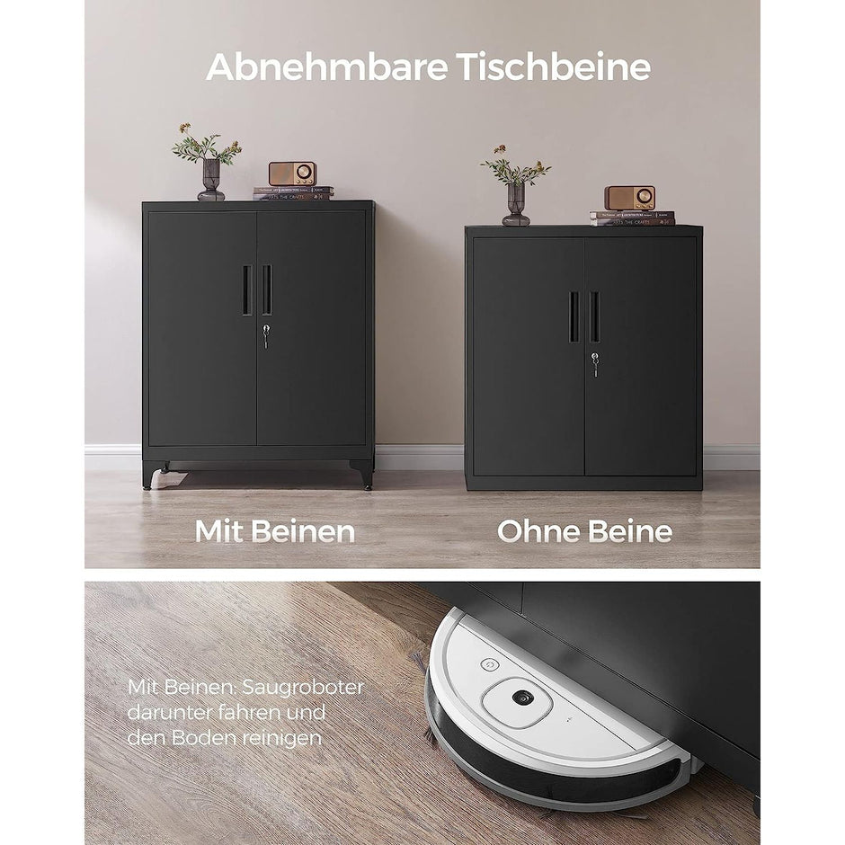 Multipurpose Cabinet – Steel – Black – Lockable with Shelves