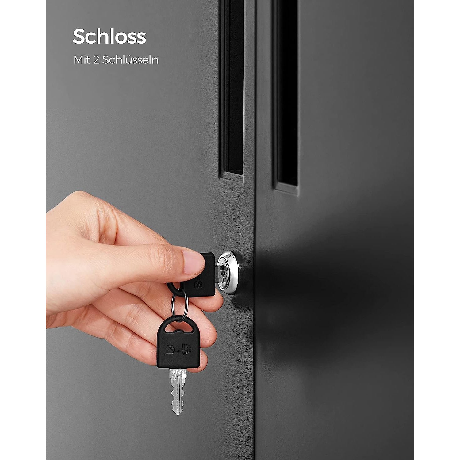 Multipurpose Cabinet – Steel – Black – Lockable with Shelves