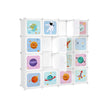 Kids' Organiser Cabinet – Plastic – White – 16-Cube Modular Storage Unit with Doors