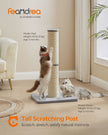 Cat Scratching Post – Sisal – Dove Grey – 85 cm with Spring Pompom