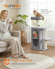 Cat Tree Tower – Engineered Wood – Light Grey – Multi-Cat Design with 2 Caves and Scratching Posts