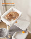 Multi-Level Cat Tree – Engineered Wood – Dove Grey – Includes Caves, Basket, Scratching Posts, and Perches