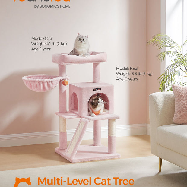 Cat Tree – Engineered Wood – Jelly Pink – Widened Perch for Large Cats