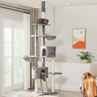 Floor-to-Ceiling Cat Tree – Plywood – Light Grey – Adjustable Height 2.4-2.6 m