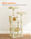 Cat Tree – Plush – Light Grey – Stable with Cat Cave, 143 cm