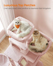 Large Multi-Level Cat Tree – Wood – Jelly Pink – 13 Scratching Posts