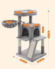 Cat Tree – Plywood and Plush – Light Grey – Multi-Level with Scratching Board