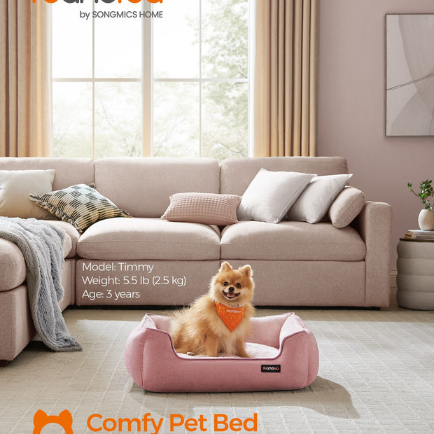 Dog Sofa Bed – Soft Fabric – Jelly Pink – Washable with Removable Cushion