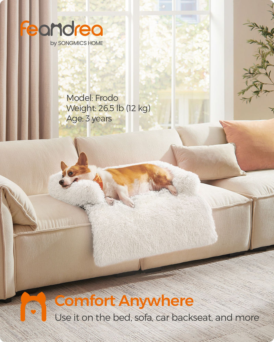 Dog Sofa Bed – Fabric – Cloud White – Calming Design for Medium Dogs