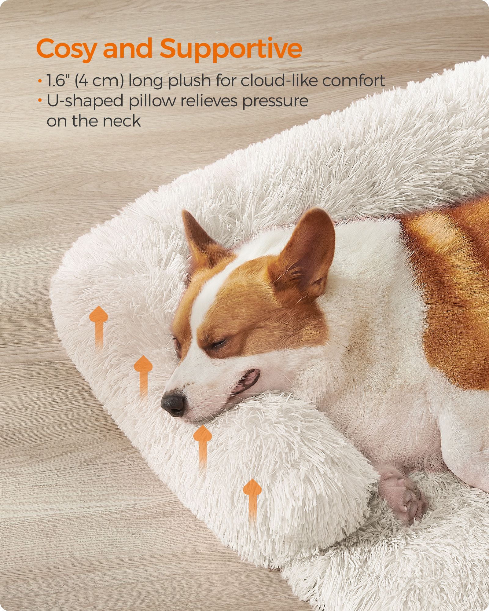 Dog Sofa Bed – Fabric – Cloud White – Calming Design for Medium Dogs