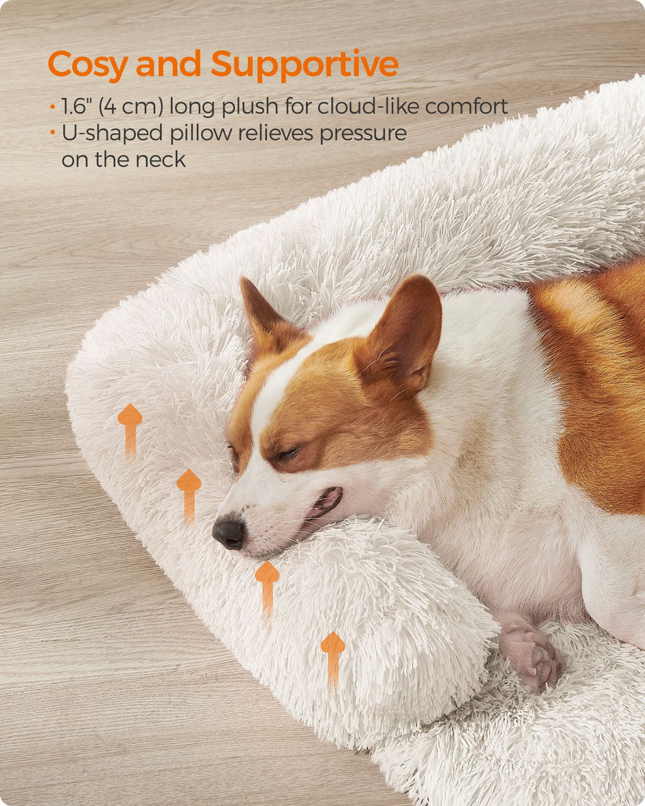 Dog Sofa Bed – Fabric – Cloud White – Calming Design for Medium Dogs