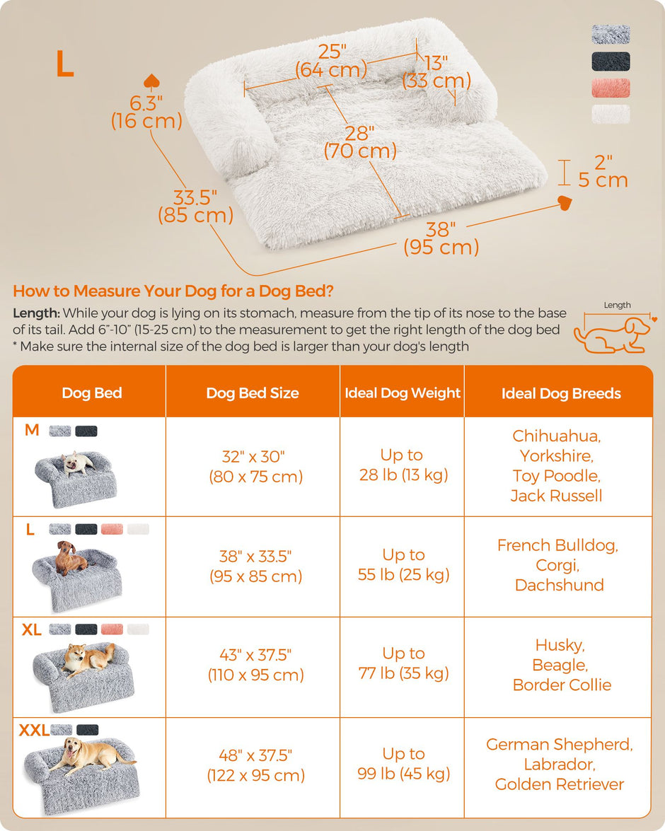 Dog Sofa Bed – Fabric – Cloud White – Calming Design for Medium Dogs