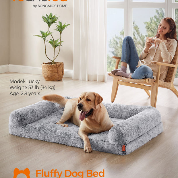 XXL Orthopedic Dog Sofa Bed – Egg Crate Foam – Neutral Color – Removable Washable Cover for Large Dogs