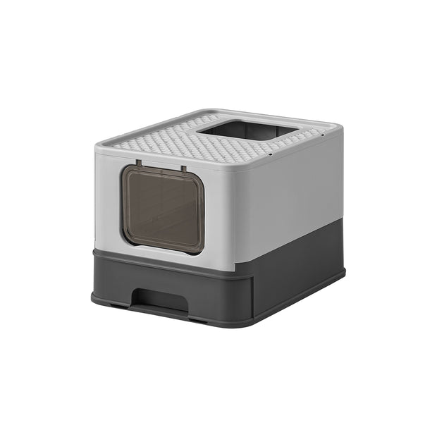 Hidden Cat Litter Box – Wood – Jelly Pink and White – Spacious with Slide-Out Tray and Hood