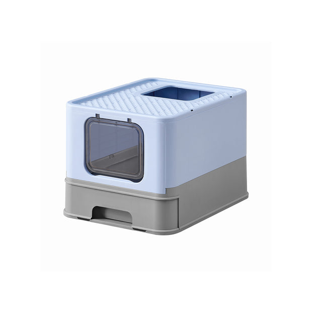 Covered Cat Litter Box – Plastic – Hidden – Spacious Design with Slide-Out Tray and Accessories