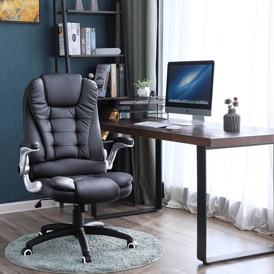 Office Chair – Polyurethane – Black – Ergonomic Design with Adjustable Seat Height
