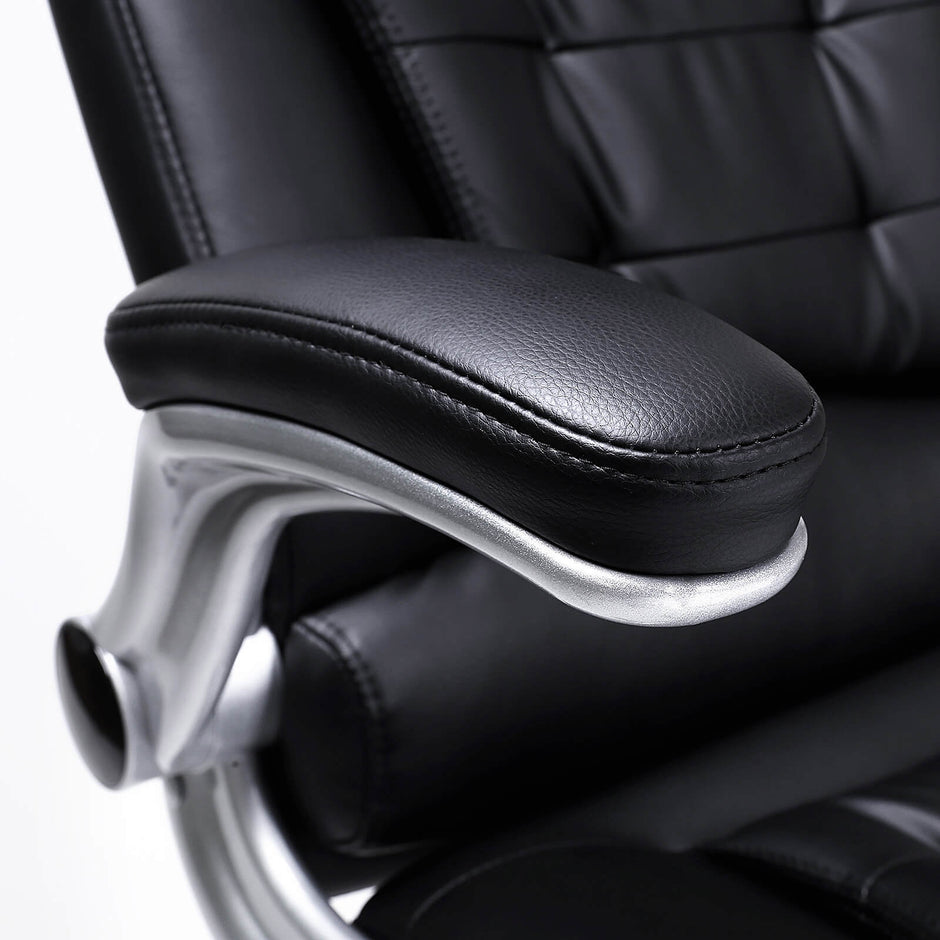 Office Chair – Polyurethane – Black – Ergonomic Design with Adjustable Seat Height