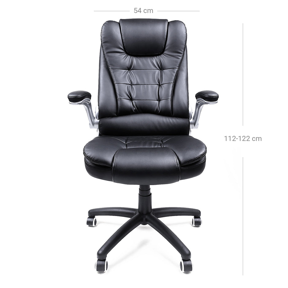 Office Chair – Polyurethane – Black – Ergonomic Design with Adjustable Seat Height