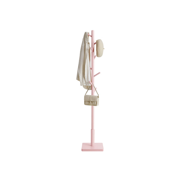 Free Standing Coat Rack – Solid Wood – White – 8 Hooks for Coats, Hats, and Bags