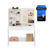 Dressing Table – Wood – Cloud White – Adjustable LED Lights with Mirror and Spacious Storage