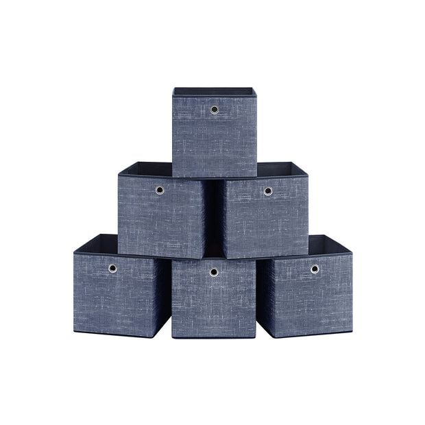 Set of 6 Foldable Non-Woven Fabric Storage Boxes – 30 x 30 x 30 cm – with Handle – Ideal for Shelves and Cube Storage