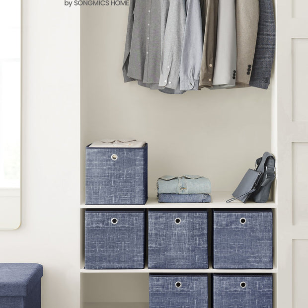 Set of 6 Foldable Non-Woven Fabric Storage Boxes – 30 x 30 x 30 cm – with Handle – Ideal for Shelves and Cube Storage