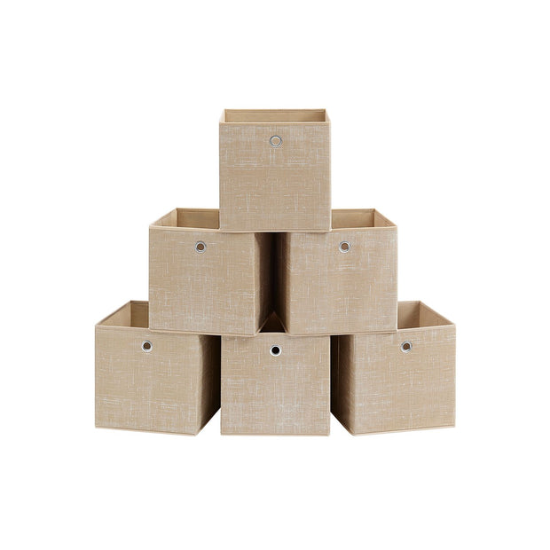 Set of 6 Foldable Non-Woven Fabric Storage Boxes – 30 x 30 x 30 cm – with Handle – Ideal for Shelves and Cube Storage