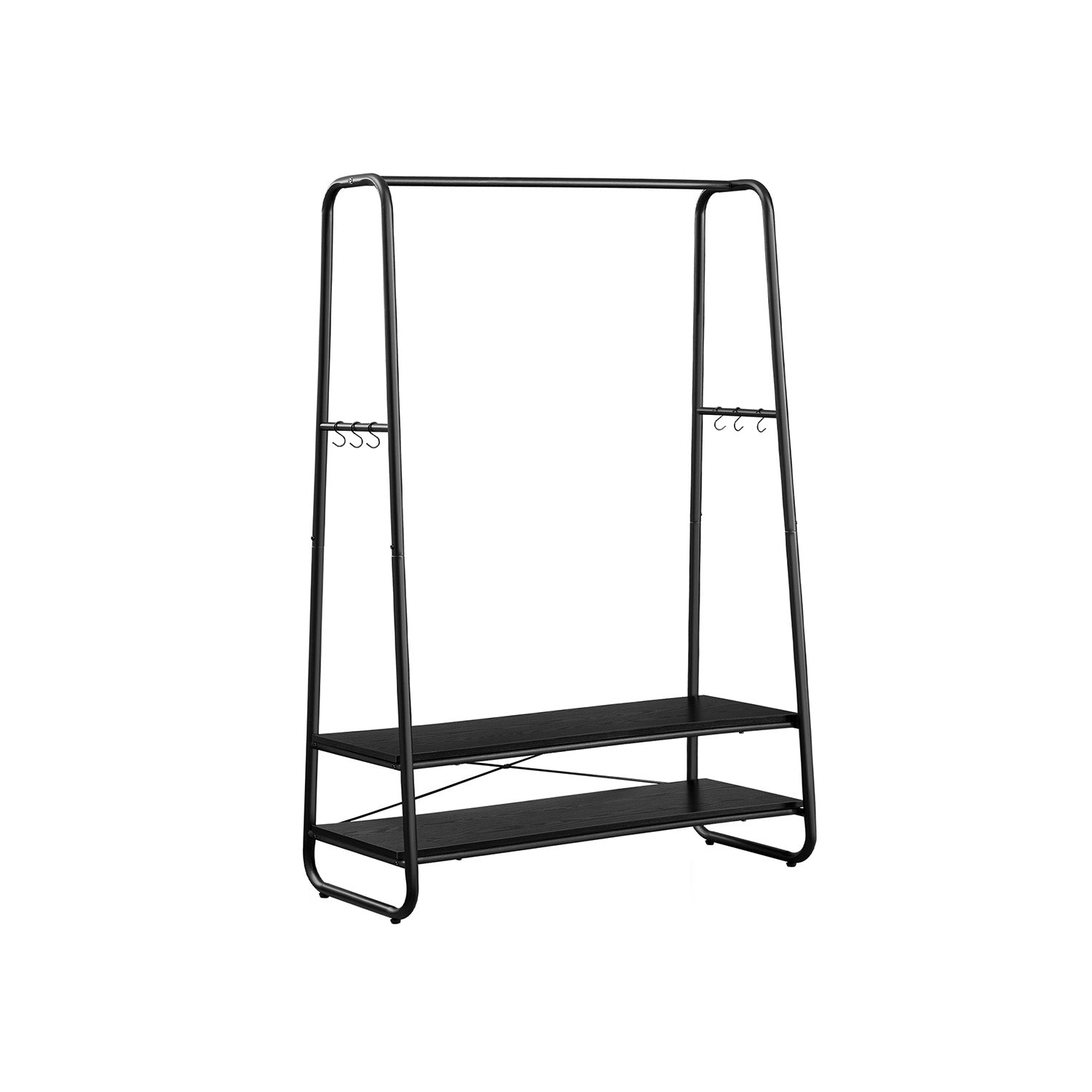 Clothing rack - Coat rack - Wardrobe - 2 shelves - Steel frame - Brown/Black