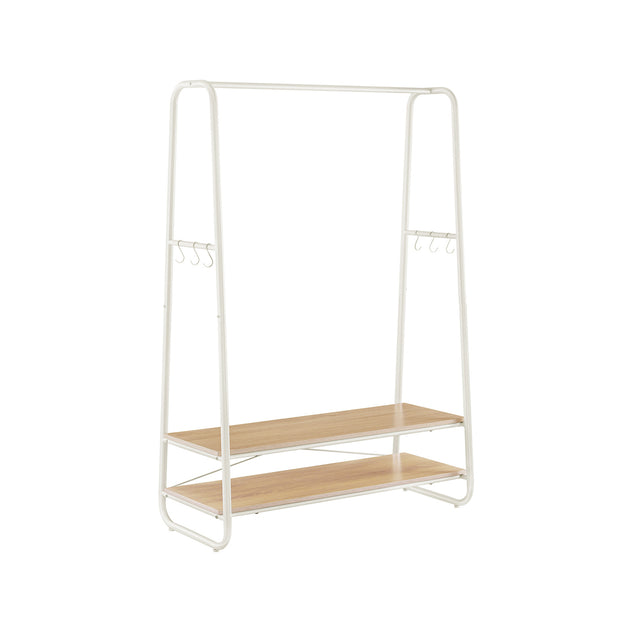 Heavy-Duty Clothes Rack – Steel – Rustic Brown and Black – Includes Shelves and S-Hooks