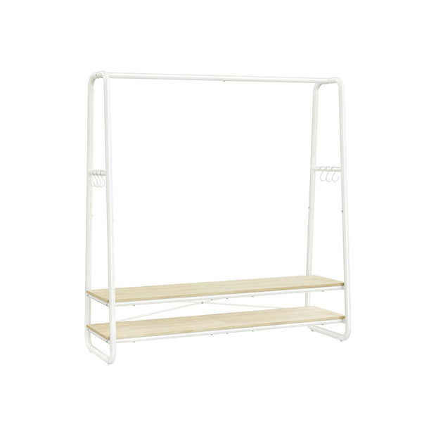 Clothes Rail – Steel – Rustic Brown and Black – Heavy-Duty with 2 Shelves and 6 S-Hooks
